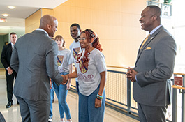 Governor Wes Moore, Dr. Calvin Ball and SGA students