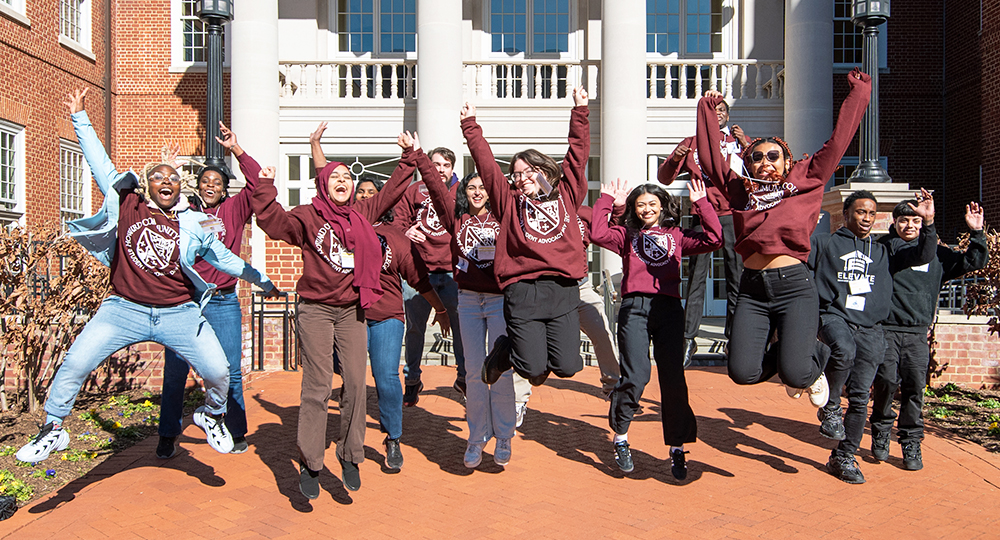 HCC Students jumping for student advocacy day