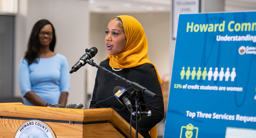 Student speaks at press conference
