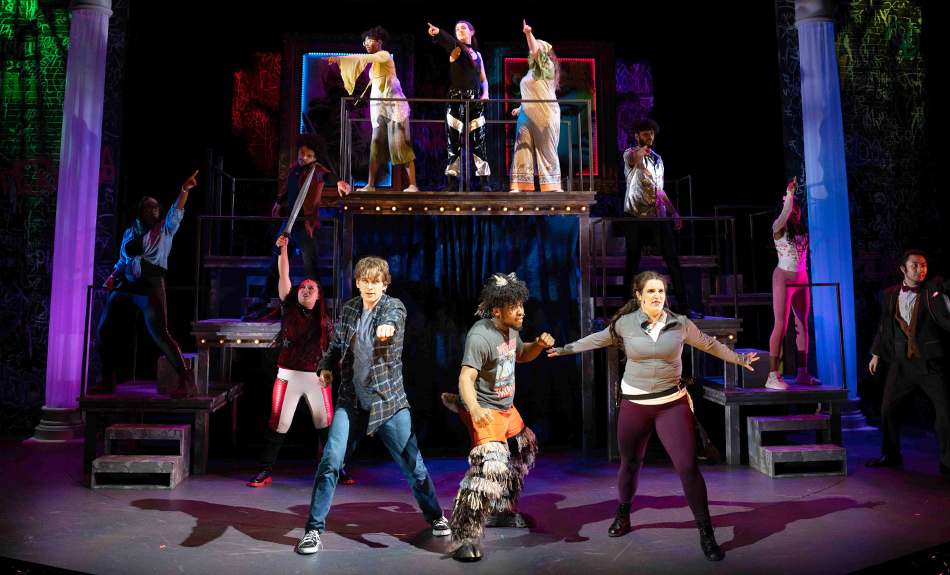 Students acting on a stage