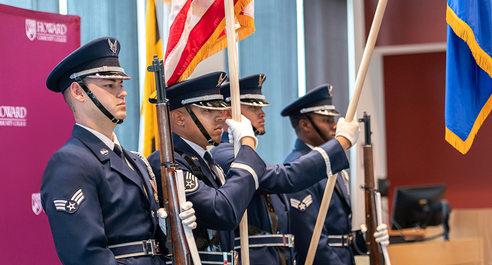 Honor guard at military cording ceremony