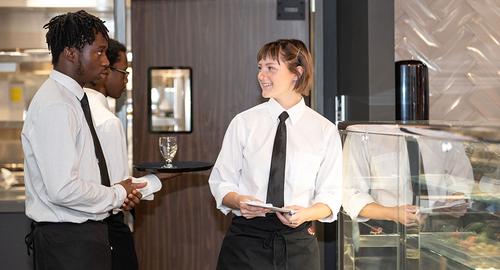 hospitality students working in the student restaurant