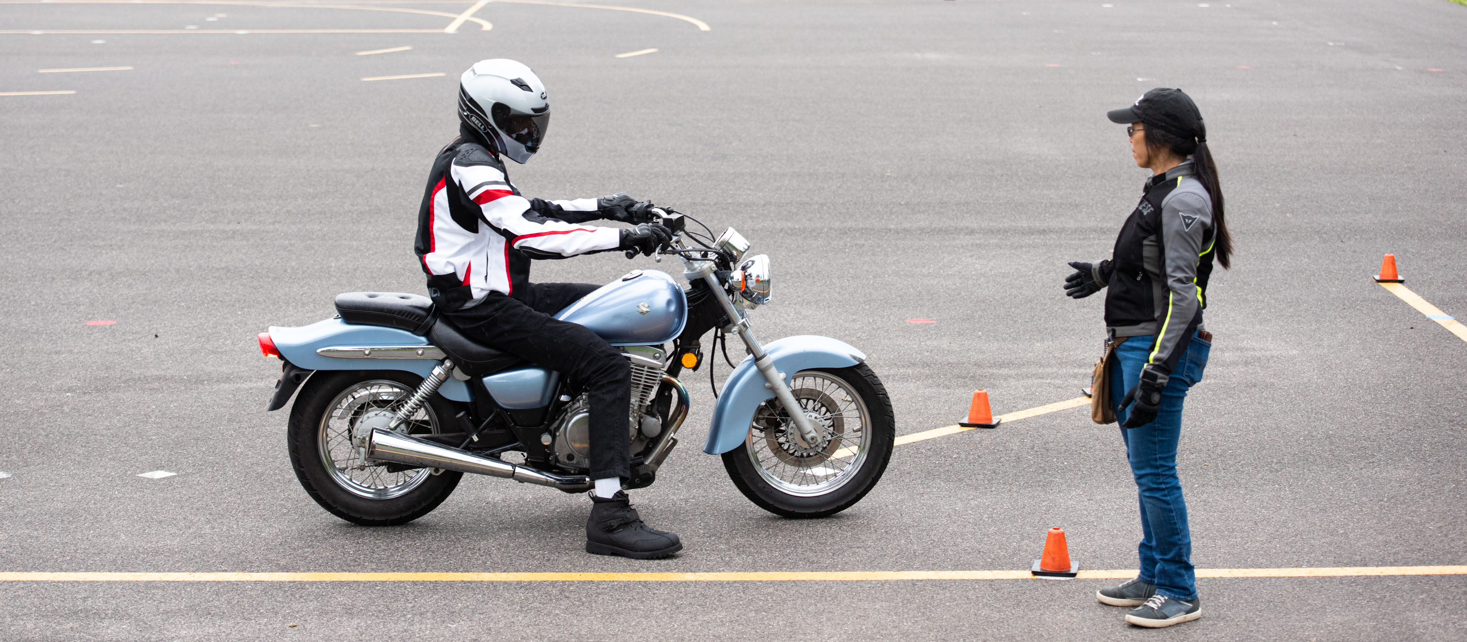 Rider School motorcycle safety class participant