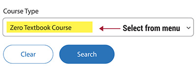 ZTC Course Drop Down Menu