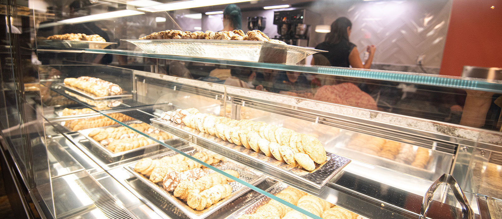 Bakery shelves with cookies