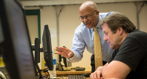 Criminal justice teacher with student